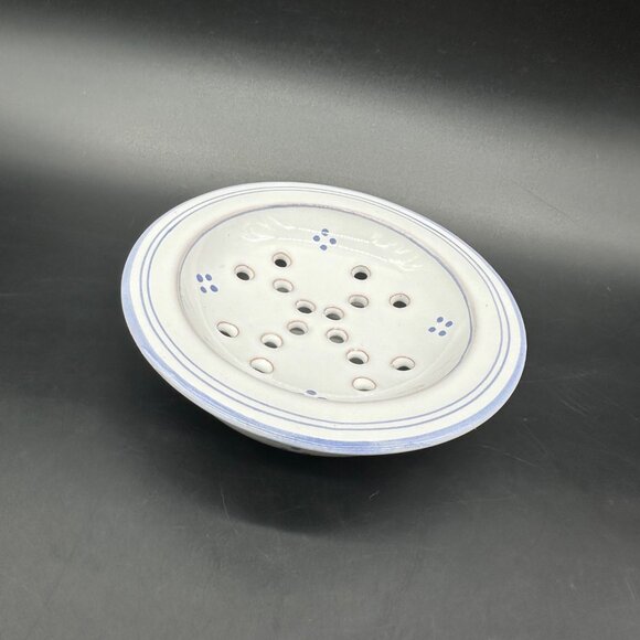 Vintage Dieulefit France PHP Art Pottery Soap Dish Purple Cottagecore 2 Pieces - Picture 1 of 10